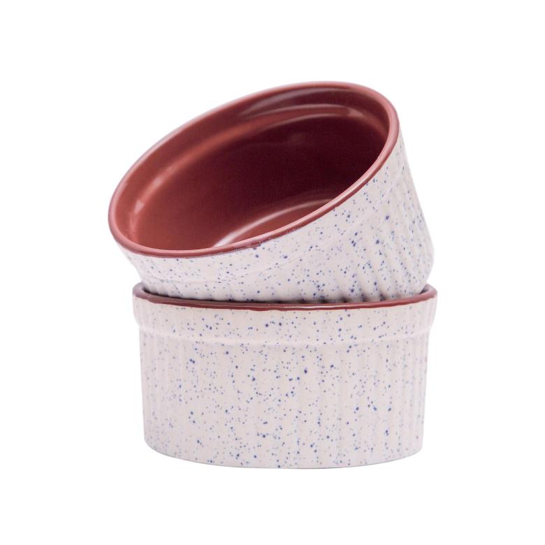 Shilpkara 'Cupcake Delight' Dining Serveware Katori Ceramic Dessert Bowl (White, Purple Pack of 2)