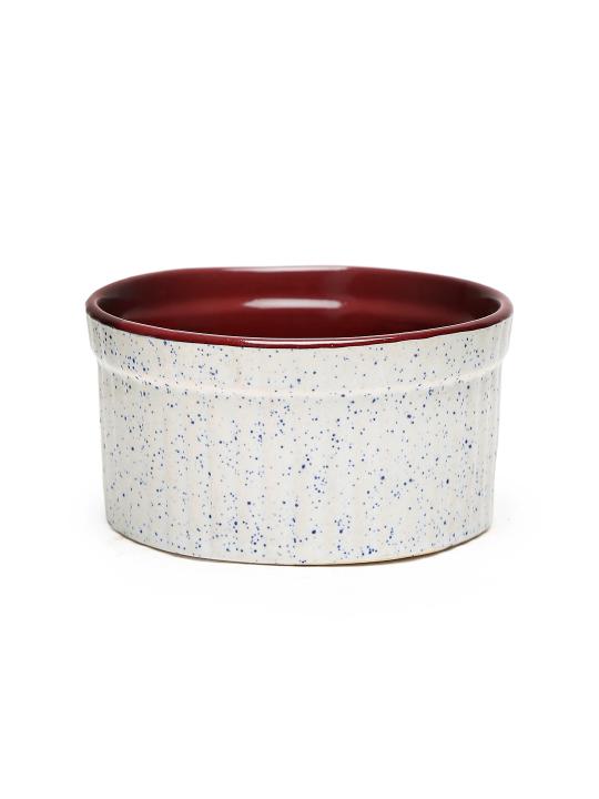 Shilpkara 'Cupcake Delight' Dining Serveware Katori Ceramic Dessert Bowl (White, Purple Pack of 2)