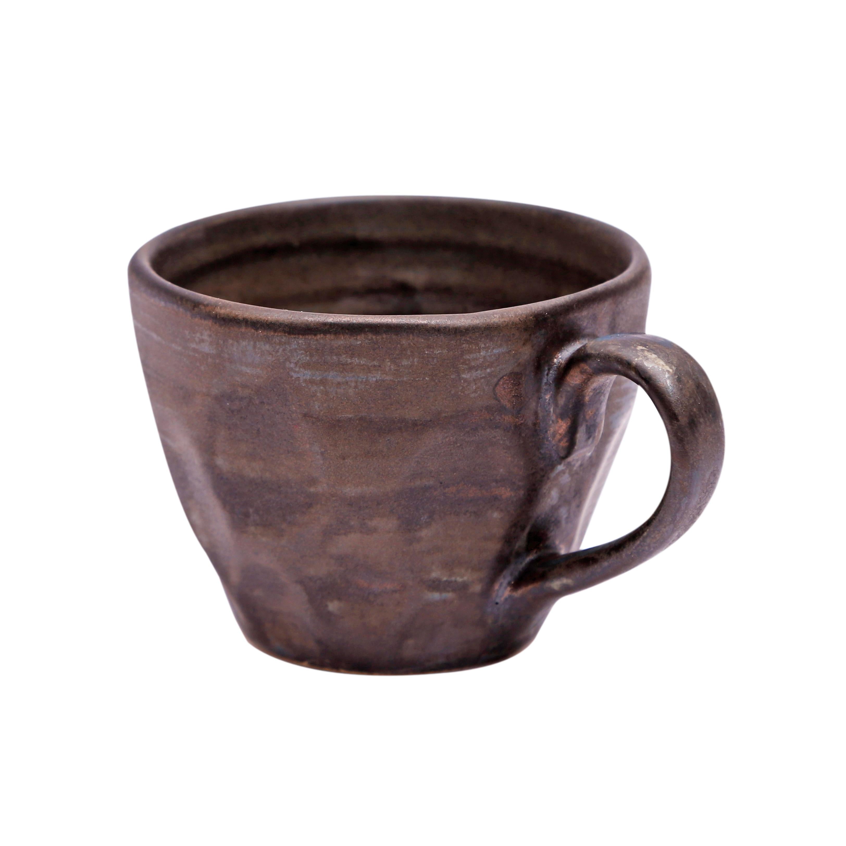 Shilpkara 'Smokey Rock' Studio Pottery Ceramic Coffee Mugs Cum Tea Cups (Grey Black, Set of 6)