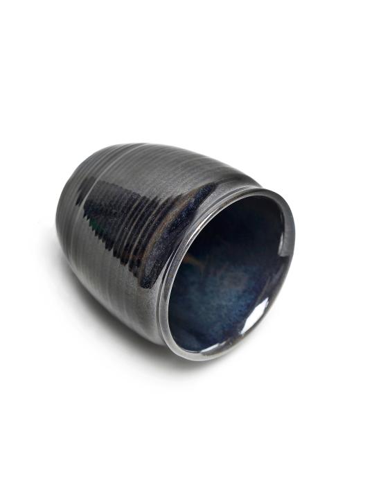 Shilpkara 'Ebony Dusk' Glazed Studio Pottery Ceramic Chai Cups Cum Tea Kullad (Set of 6, Black)