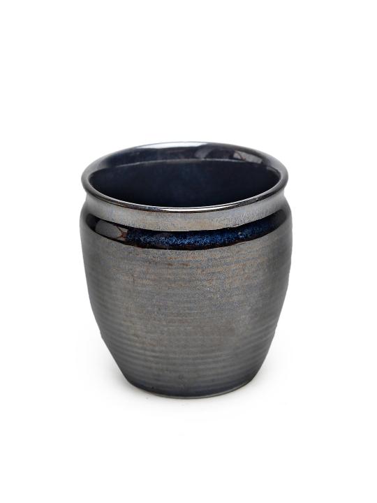 Shilpkara 'Ebony Dusk' Glazed Studio Pottery Ceramic Chai Cups Cum Tea Kullad (Set of 6, Black)