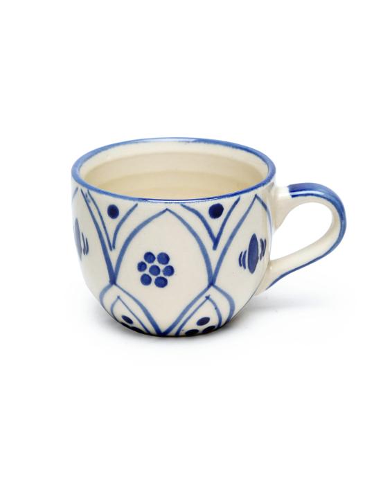 Shilpkara 'Moroccan Bloom' Handpainted Ceramic Coffee Mugs Tea Cup and Saucer Cup Plate Set for Tea Set (Set of 6, 140 ml)