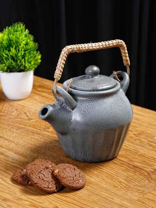 Shilpkara 'Rustic' Handpainted Ceramic Tea Mug & Kettle Tea Set (Microwave Safe)