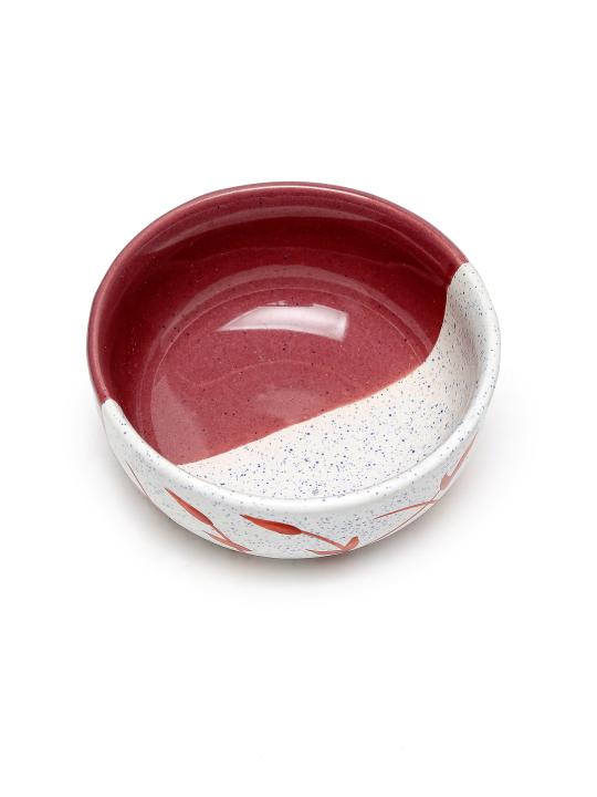 Shilpkara 'Dual Shaded Leaf' Microwave Safe Kitchen Snacks Cereal Ceramic Katori Breakfast Serving Bowls (300 ml, Set of 4)
