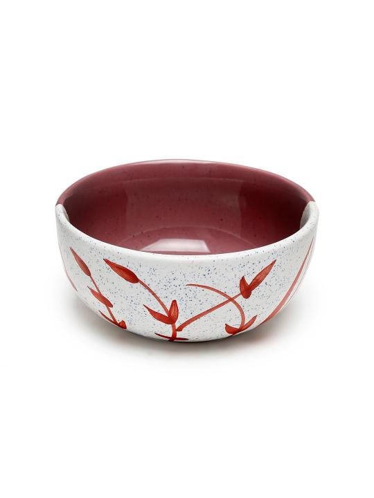 Shilpkara 'Dual Shaded Leaf' Microwave Safe Kitchen Snacks Cereal Ceramic Katori Breakfast Serving Bowls (300 ml, Set of 4)
