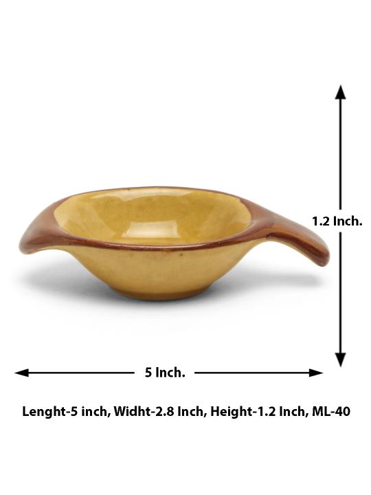 Shilpkara The Madhubani Tales Handpainted Ceramic Serving Chutney Bowls & Pickle Bowls (Set of 2) - Small Dip Bowl Set for Kitchen Ketchup Sauce Bowl Ceramic Katoris Chip and Dip Set