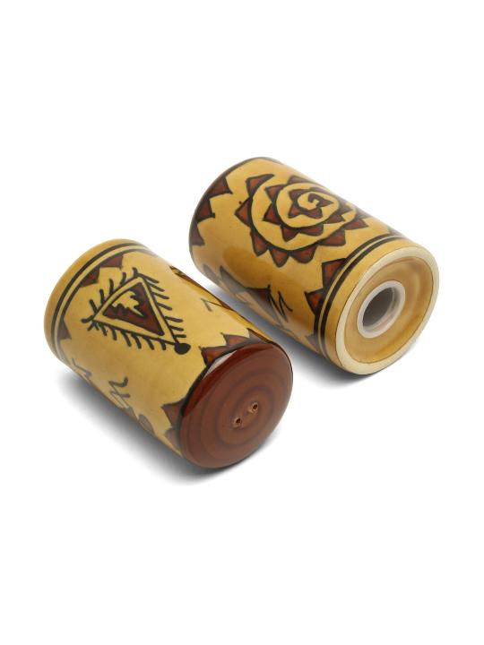 Shilpkara The Madhubani Tales Handpainted Ceramic Salt Pepper Set for Dining Table Salt and Pepper Shakers (Set of 2, 100 ML)