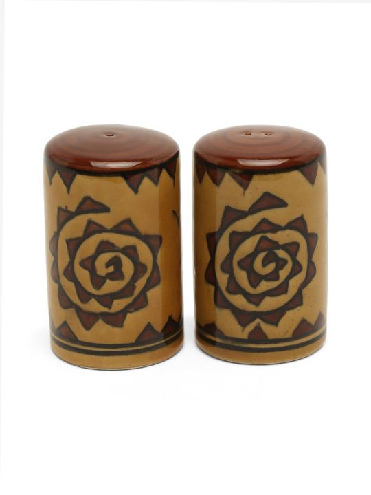 Shilpkara The Madhubani Tales Handpainted Ceramic Salt Pepper Set for Dining Table Salt and Pepper Shakers (Set of 2, 100 ML)
