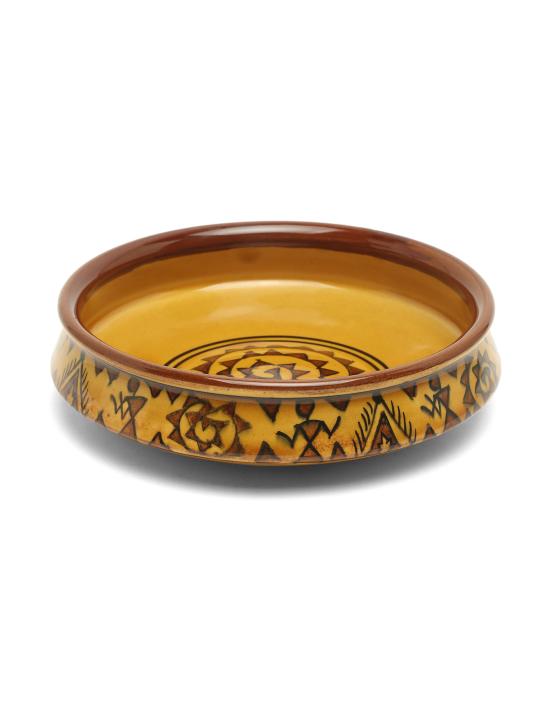 Shilpkara The Madhubani Tales Handpainted Ceramic Serving Donga Set Dinner Serving Casserole Set Serving Set Stackable Bowl Set (Set of 3)