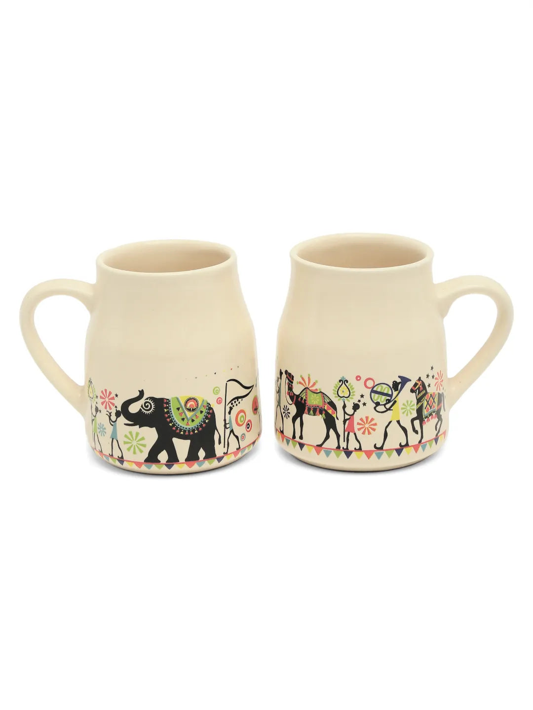 Shilpkara Traces of The Ancient Handcrafted Ceramic Coffee Mugs Chai  Cups, Microwave & Dishwasher Safe Tea Cup (Set of 6, 140 ML)
