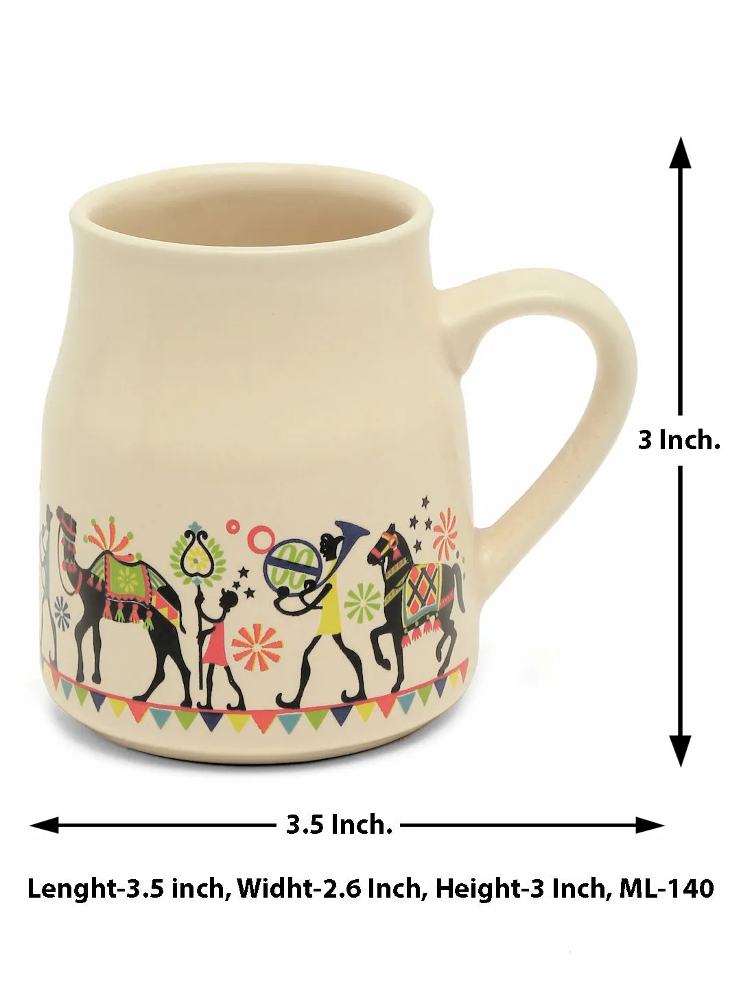 Shilpkara Traces of The Ancient Handcrafted Ceramic Coffee Mugs Chai  Cups, Microwave & Dishwasher Safe Tea Cup (Set of 6, 140 ML)