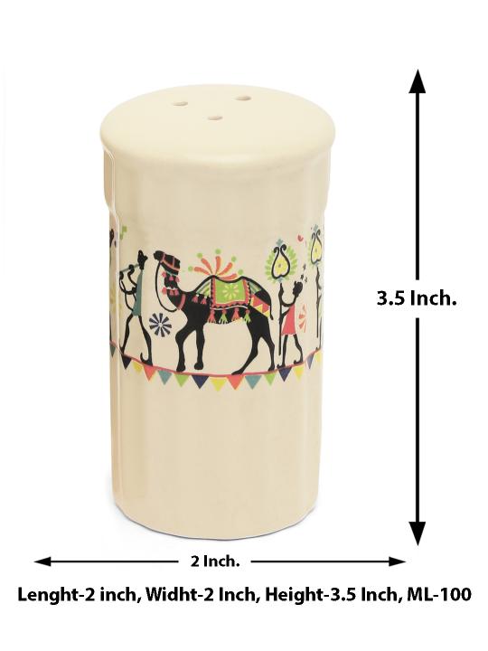 Shilpkara Traces of The Ancient Handcrafted Ceramic Salt Pepper Set for Dining Table Salt and Pepper Shakers (Set of 2, 100 ML)