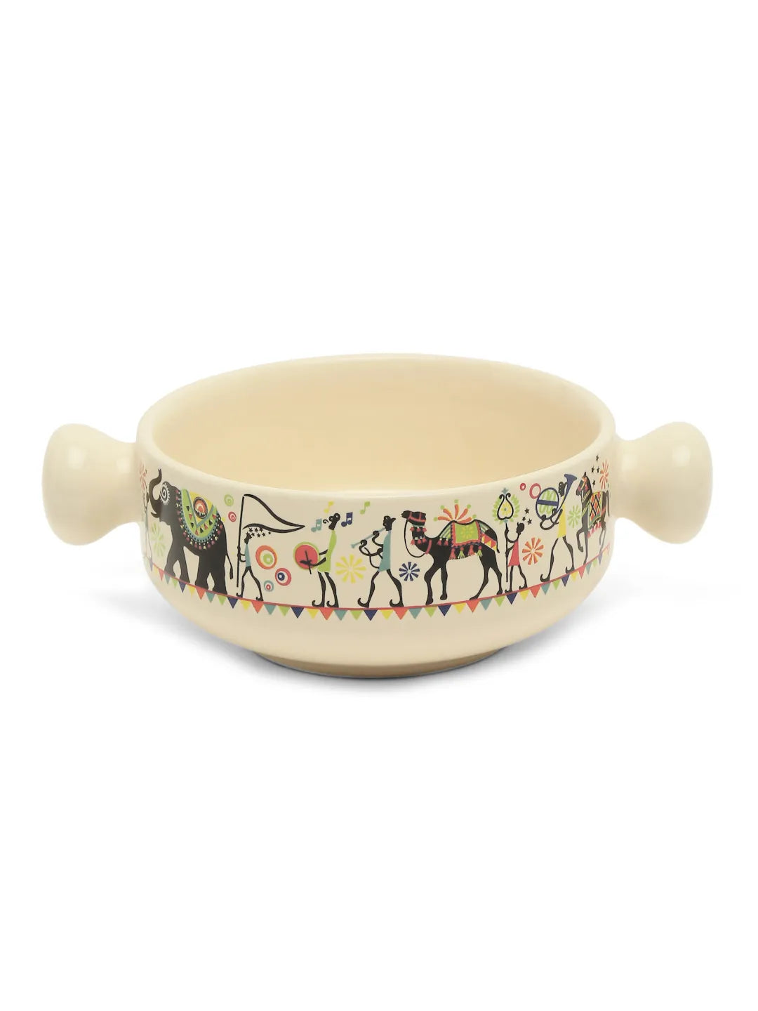 Shilpkara Traces of The Ancient Handcrafted Ceramic Soup Bowl Set with  Spoon Ceramic Bowl Soup Cups (Set of 2, 400 ML, Microwave Safe, Dishwasher Safe)