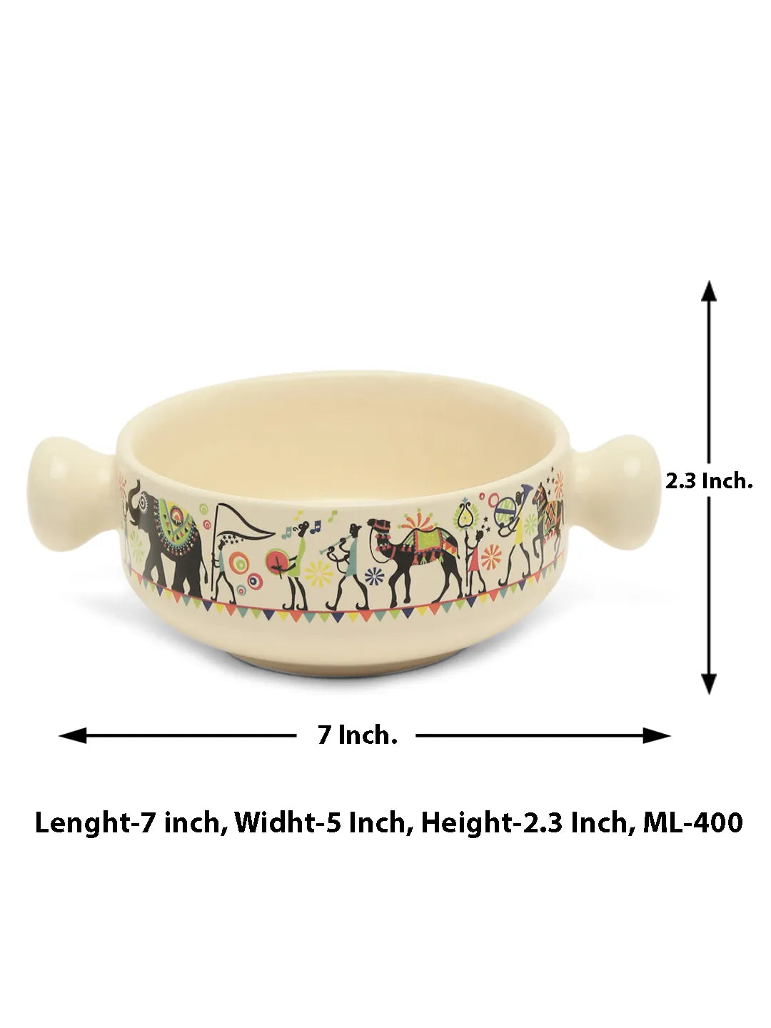 Shilpkara Traces of The Ancient Handcrafted Ceramic Soup Bowl Set with  Spoon Ceramic Bowl Soup Cups (Set of 2, 400 ML, Microwave Safe, Dishwasher Safe)