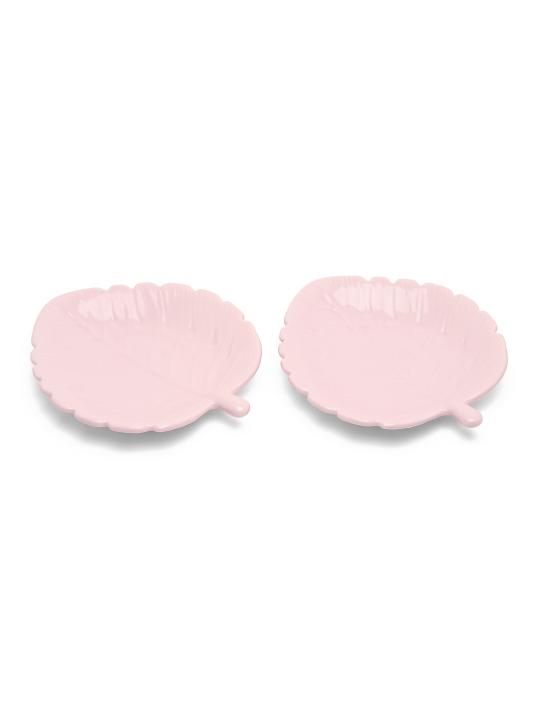 Shilpkara The Leaf Shade Handcrafted Apetizer Chip-N-Dip Snacks Serving Ceramic Platter for Dining Table (Set of 2, Microwave Safe, Dishwasher Safe)