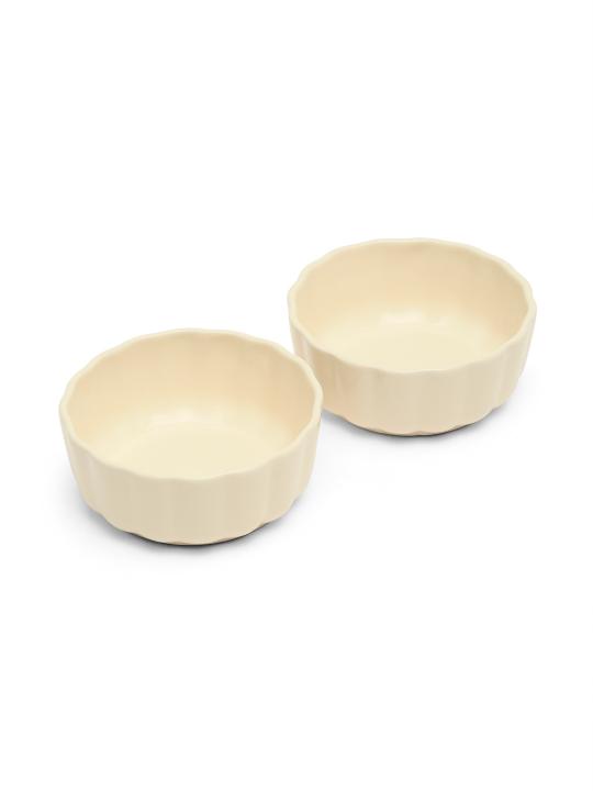 Shilpkara The Ivory Mist Handcrafted Ceramic Serving Chutney Bowls & Pickle Bowls, Ceramic Katoris Chip and Dip Set for Kitchen Ketchup Sauce Bowl (Set of 2)