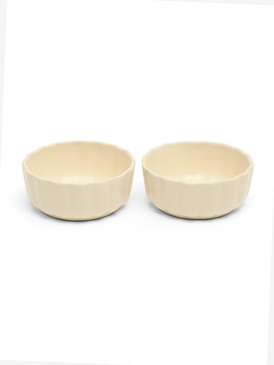 Shilpkara The Ivory Mist Handcrafted Ceramic Serving Chutney Bowls & Pickle Bowls, Ceramic Katoris Chip and Dip Set for Kitchen Ketchup Sauce Bowl (Set of 2)