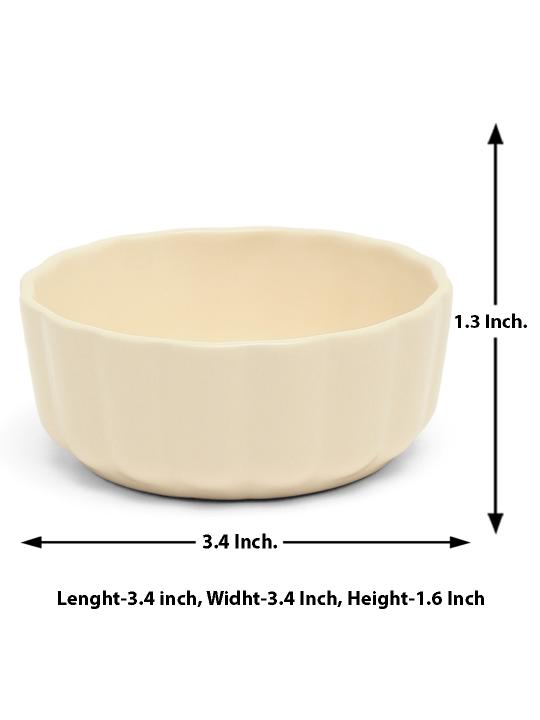 Shilpkara The Ivory Mist Handcrafted Ceramic Serving Chutney Bowls & Pickle Bowls, Ceramic Katoris Chip and Dip Set for Kitchen Ketchup Sauce Bowl (Set of 2)