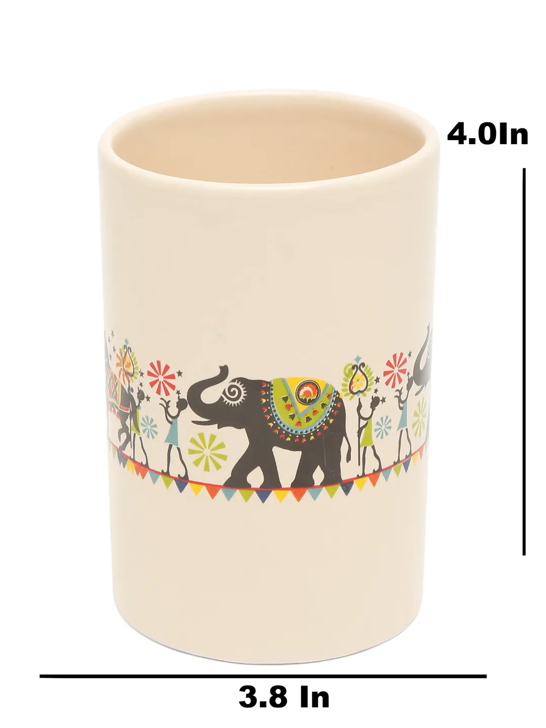 Shilpkara "Traces of the Ancient" Handcrafted Ceramic Bathroom  Accessories Set of 4 (Liquid Soap Dispenser, Soap Dish, Toothbrush Holder, Tumbler)