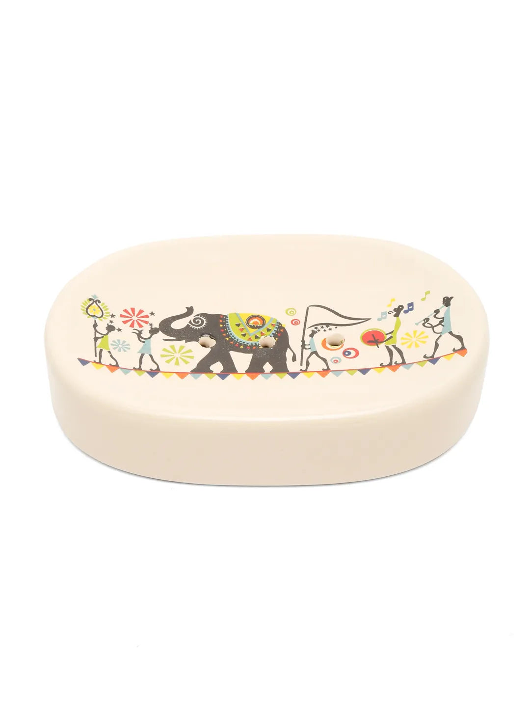 Shilpkara "Traces of the Ancient" Handcrafted Ceramic Bathroom  Accessories Set of 4 (Liquid Soap Dispenser, Soap Dish, Toothbrush Holder, Tumbler)