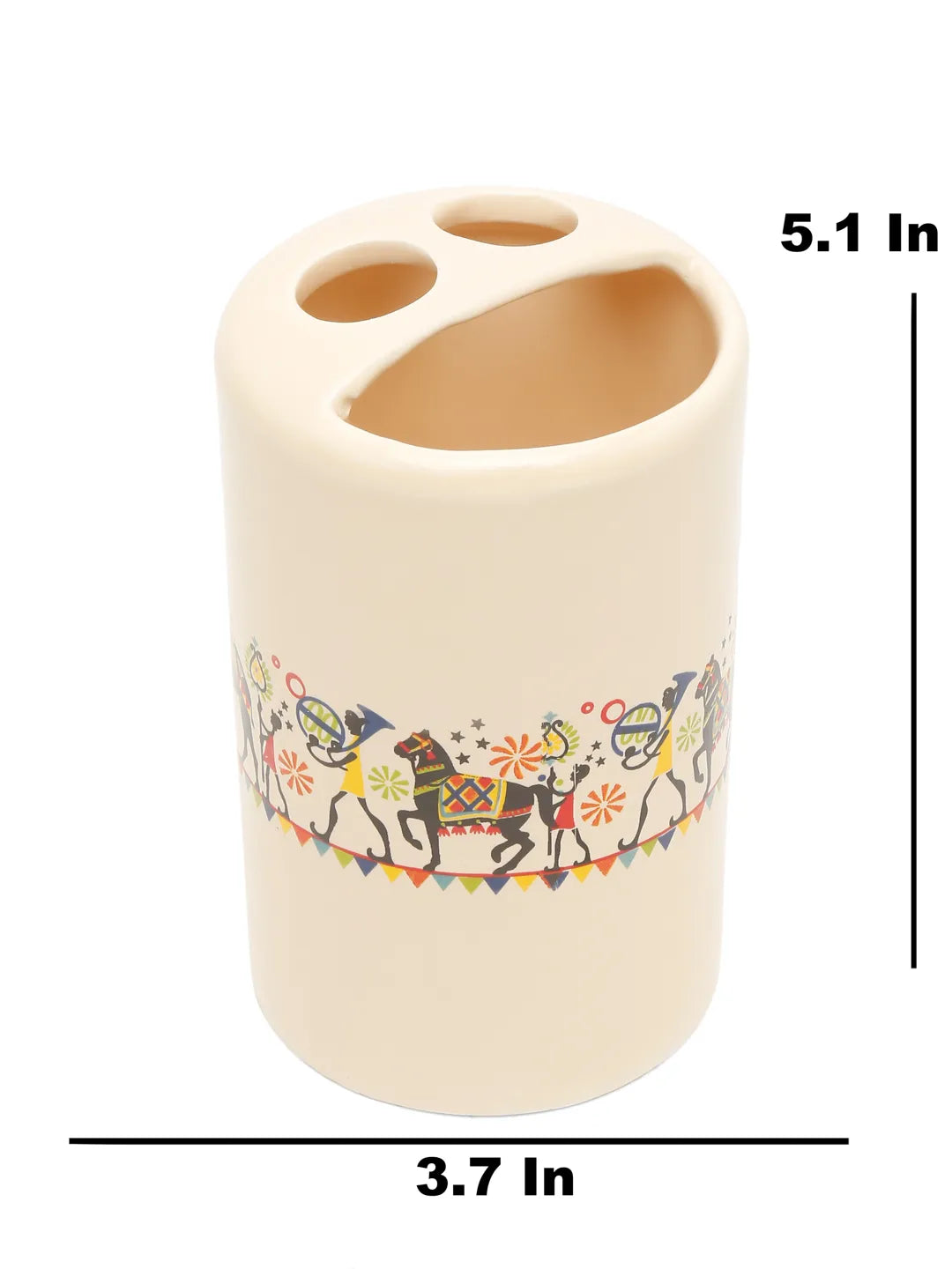 Shilpkara "Traces of the Ancient" Handcrafted Ceramic Bathroom  Accessories Set of 4 (Liquid Soap Dispenser, Soap Dish, Toothbrush Holder, Tumbler)