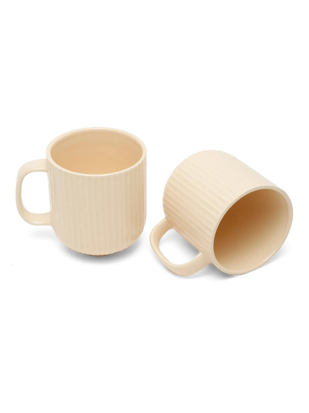 Shilpkara "Traces of the Ancient" Handcrafted Ceramic Cups Set of 2 with Tray (320 ML, Microwave Safe, Dishwasher Safe)