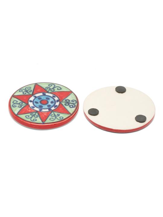 Shilpkara Celestial Stars Handpainted Coffee and Tea Coasters for Office with Stand (Set of 4, Ceramic) - Coasters for Coffee Table Wooden Coasters for Home Set of 4 Dining Table Coasters
