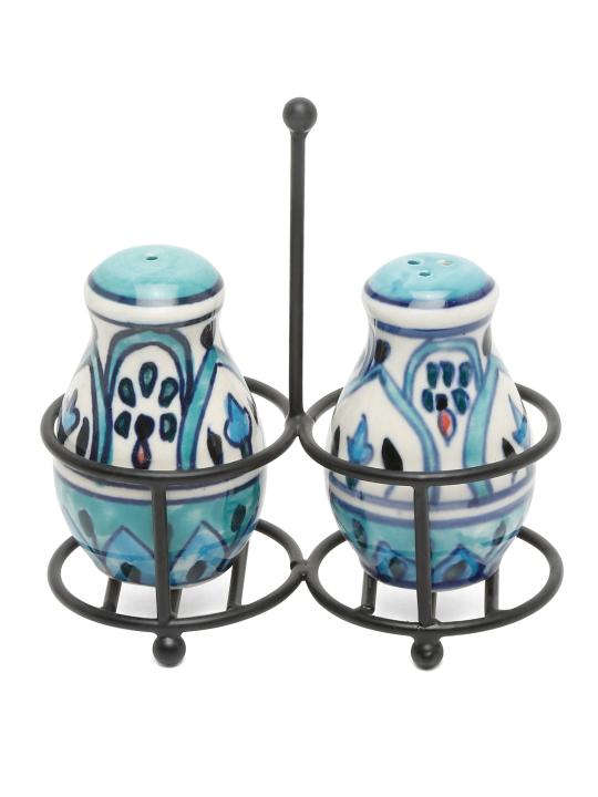 Shilpkara Floral Feels Handpainted Ceramic Salt Pepper Set for Dining Table Salt and Pepper Shakers (Set of 2, 100 ML)