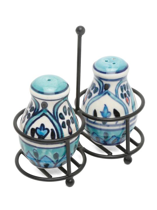 Shilpkara Floral Feels Handpainted Ceramic Salt Pepper Set for Dining Table Salt and Pepper Shakers (Set of 2, 100 ML)