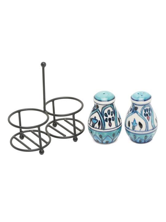 Shilpkara Floral Feels Handpainted Ceramic Salt Pepper Set for Dining Table Salt and Pepper Shakers (Set of 2, 100 ML)