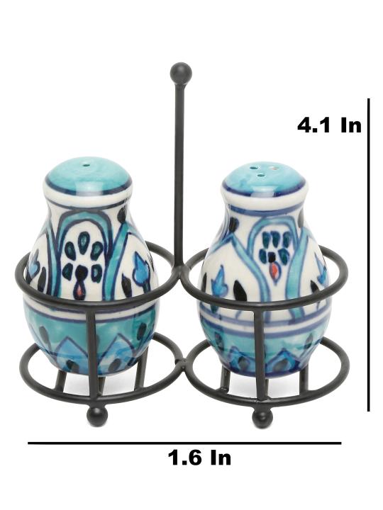 Shilpkara Floral Feels Handpainted Ceramic Salt Pepper Set for Dining Table Salt and Pepper Shakers (Set of 2, 100 ML)