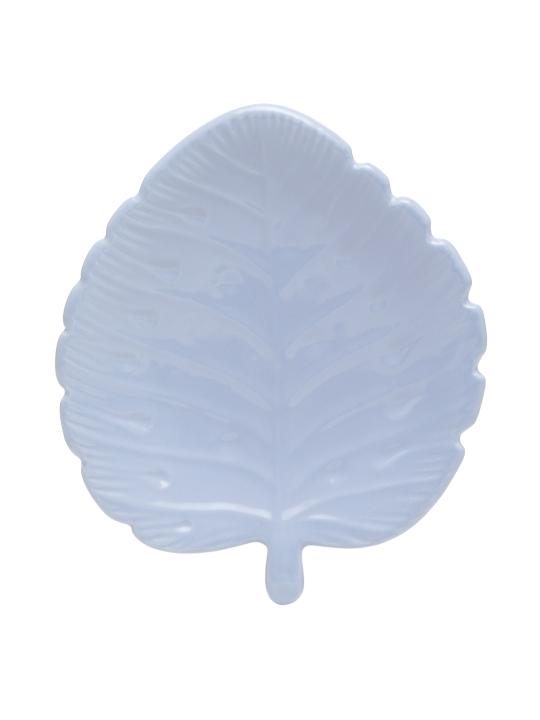 Shilpkara The Leaf Shade Handcrafted Apetizer Chip-N-Dip Snacks Serving Ceramic Platter for Dining Table (Set of 2, Microwave Safe, Dishwasher Safe)