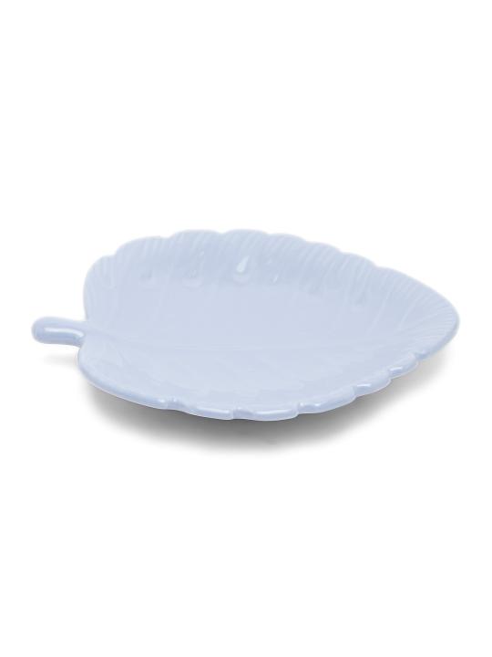 Shilpkara The Leaf Shade Handcrafted Apetizer Chip-N-Dip Snacks Serving Ceramic Platter for Dining Table (Set of 2, Microwave Safe, Dishwasher Safe)