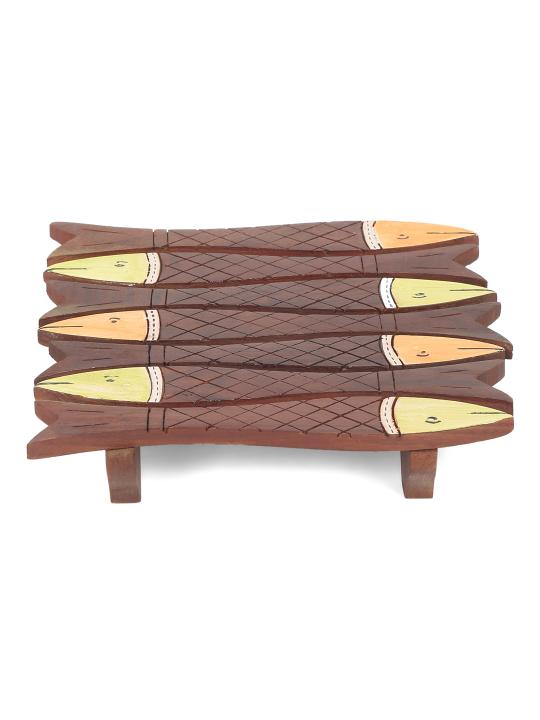 Shilpkara 'Tribal Fish' Wooden Coasters for Office in Rose Wood (Set of 2) - Tea Coasters for Dining Table Accessories for Home Coasters for Cups Wooden Costers Set Table Coasters for Glasses