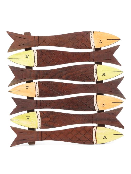 Shilpkara 'Tribal Fish' Wooden Coasters for Office in Rose Wood (Set of 2) - Tea Coasters for Dining Table Accessories for Home Coasters for Cups Wooden Costers Set Table Coasters for Glasses