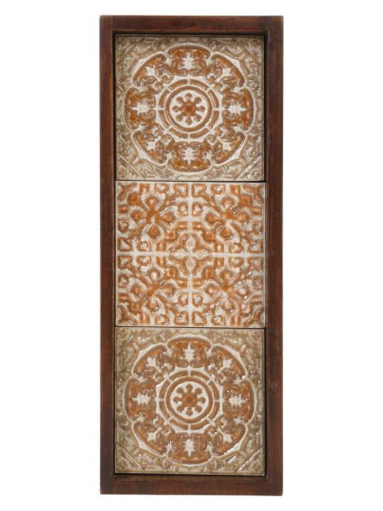 Shilpkara 'Mughal Imprints' Handcrafted Kitchen Decorative Table Top Breakfast Coffee Tea Trays Serving Trays for Snacks Decorative Wooden Tray with Ceramic Tile