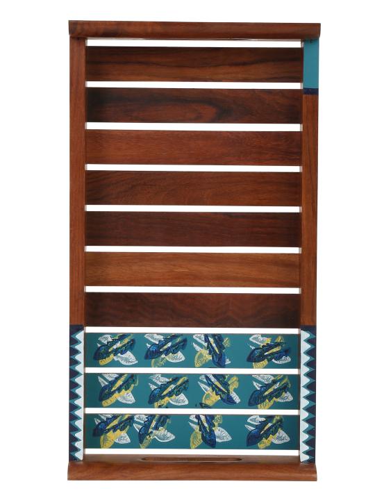 Shilpkara 'Shades of Leaf' Handcrafted Wooden Tray for Serving Tray for Breakfast Tray for Dining Table in Sheesham Wood