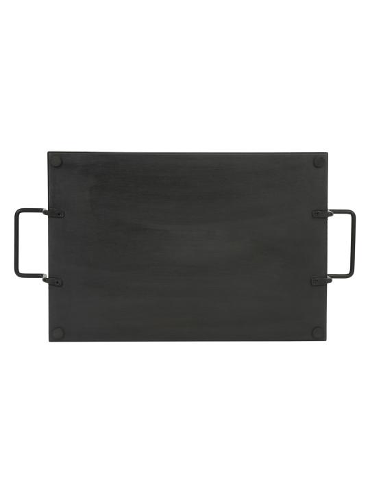 Shilpkara 'Madhubani Peacock' Dhokra Handpainted Kitchen Decorative Table Top Breakfast Coffee Tea Trays Serving Trays for Snacks Decorative Wooden Tray with Metal Handles