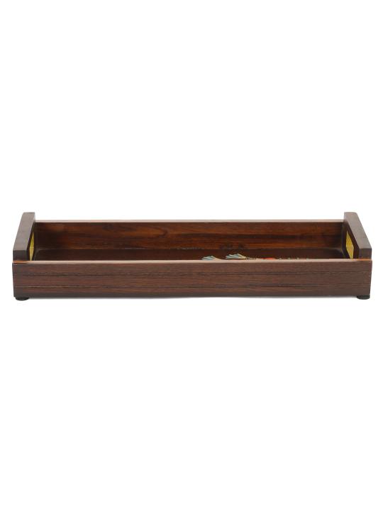 Shilpkara 'Chirping Birds' Handcrafted Wooden Tray for Serving Tray for Breakfast Wooden Tray for Dining Table
