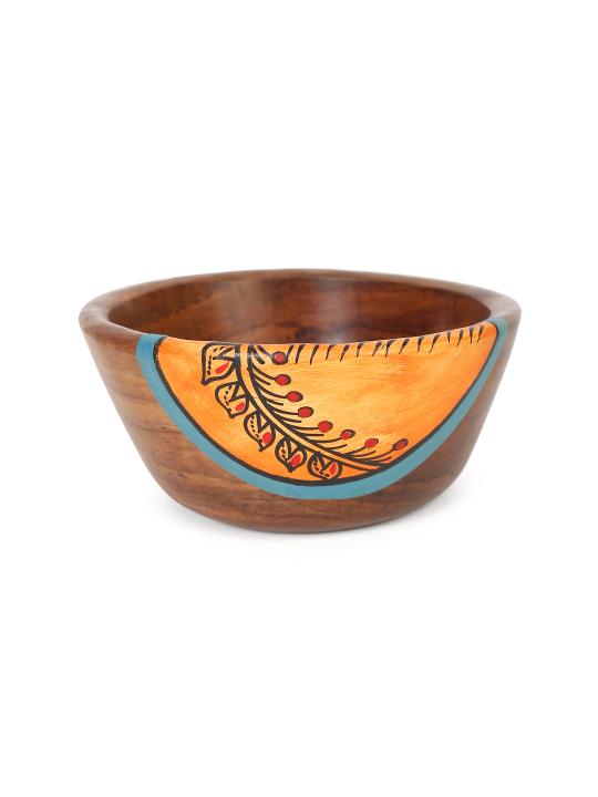 Shilpkara 'Wooden Heirloom' Serving Bowls with Tray in Sheesham Wood (Set of 2, Dark Brown)