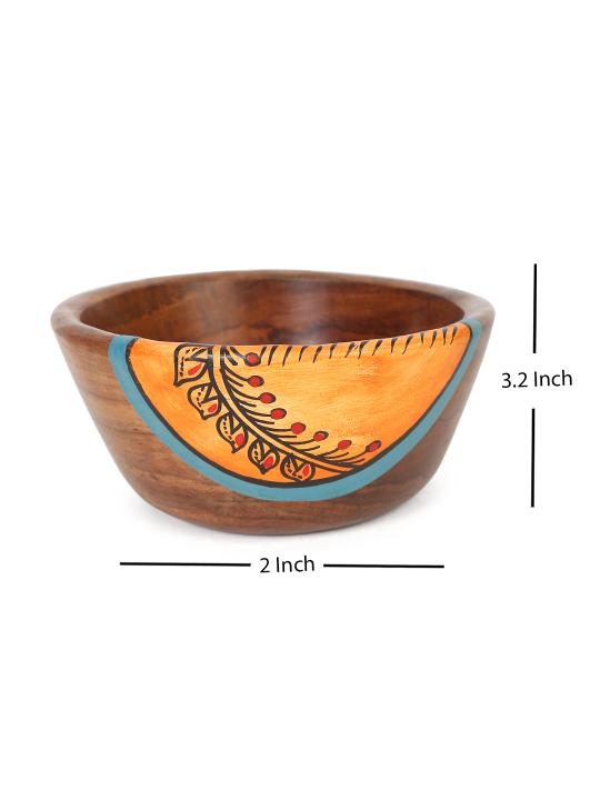 Shilpkara 'Wooden Heirloom' Serving Bowls with Tray in Sheesham Wood (Set of 2, Dark Brown)