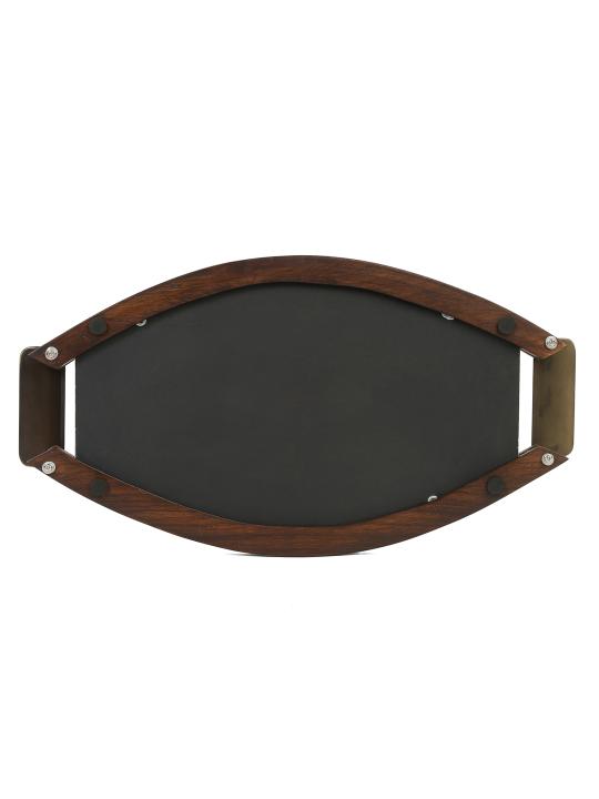 Shilpkara 'Dancing Peacock' Handpainted Kitchen Decorative Table Top Breakfast Coffee Tea Trays Serving Trays for Snacks Decorative Wooden Tray with Metal Handles