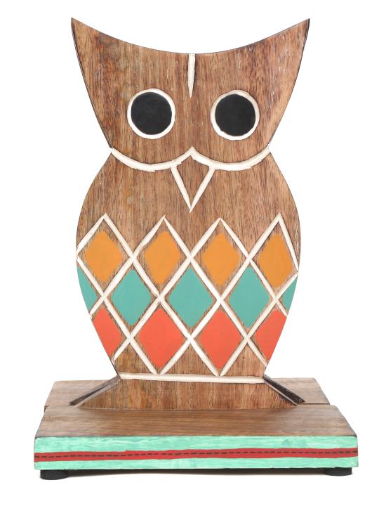 Shilpkara Wooden Owl Decor Book Holders Stand Case and Wooden Home Decorative Kids Room Office Heavy Book End Desk Organizer Book Stopper & Bookends