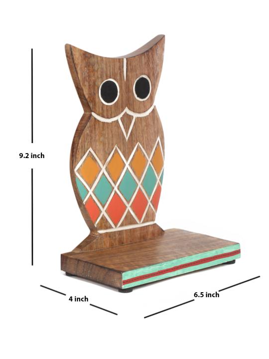 Shilpkara Wooden Owl Decor Book Holders Stand Case and Wooden Home Decorative Kids Room Office Heavy Book End Desk Organizer Book Stopper & Bookends