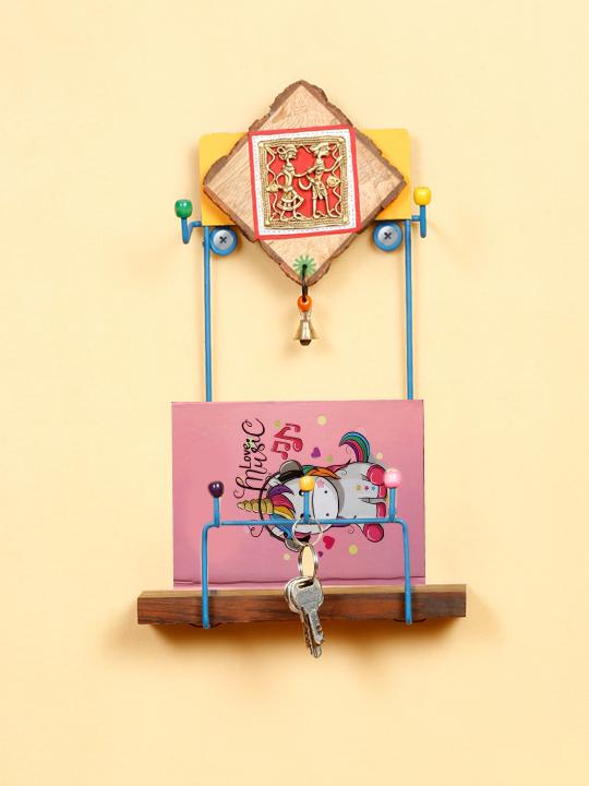 Shilpkara Dhokra Motifs Finish Wall Magazine Stand in Metal - Wall Magazine Holder Rack for Living Room Office Table Desk Newspaper Stand Racks for School Home