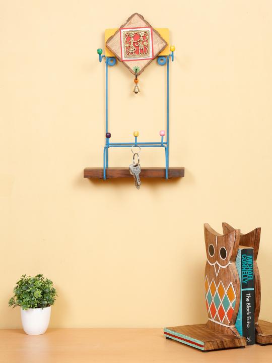 Shilpkara Dhokra Motifs Finish Wall Magazine Stand in Metal - Wall Magazine Holder Rack for Living Room Office Table Desk Newspaper Stand Racks for School Home