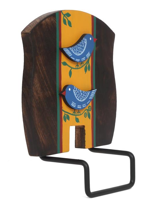 Shilpkara 'Love Birds' Handcrafted Wooden Towel Ring Holder with Curved Handle - Kitchen Towel Holder for Kitchen Face & Hand Towel Stand Hangers Bathroom Towel Ring for Wash Basin Bedroom Wall DÃ©cor