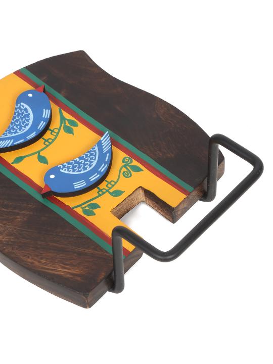 Shilpkara 'Love Birds' Handcrafted Wooden Towel Ring Holder with Curved Handle - Kitchen Towel Holder for Kitchen Face & Hand Towel Stand Hangers Bathroom Towel Ring for Wash Basin Bedroom Wall DÃ©cor