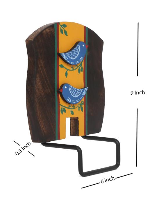 Shilpkara 'Love Birds' Handcrafted Wooden Towel Ring Holder with Curved Handle - Kitchen Towel Holder for Kitchen Face & Hand Towel Stand Hangers Bathroom Towel Ring for Wash Basin Bedroom Wall DÃ©cor