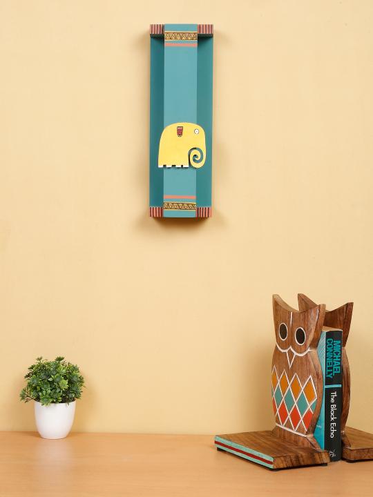 Shilpkara 'Happy Elephant' Handcrafted Wall Mounted Wooden Towel Rack Holder - Kitchen Towel Holder for Kitchen Face & Hand Towel Stand Hangers Bathroom Towel Ring for Wash Basin Bedroom Wall DÃ©cor
